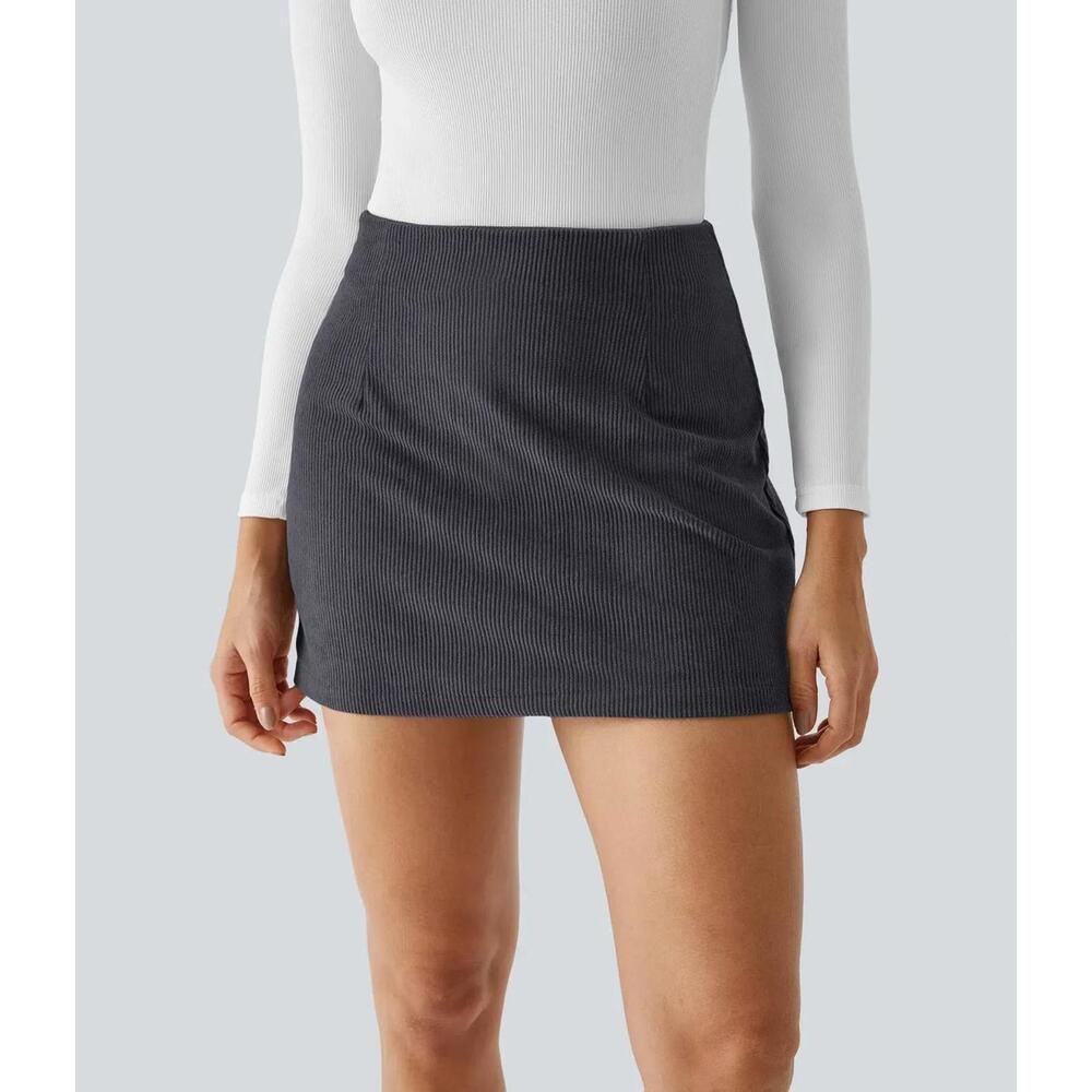 NWT Halara High Waisted 2-in-1 A Line Mini Corduroy Casual Skirt - Size Medium